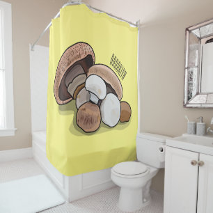 Mushroom cartoon illustration shower curtain