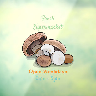 Mushroom cartoon illustration window cling