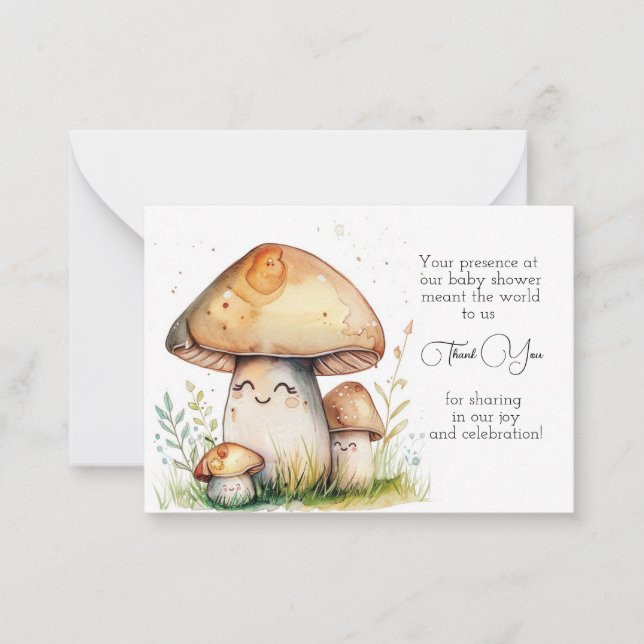Mushroom Cartoon Thank You Note Card (Front)