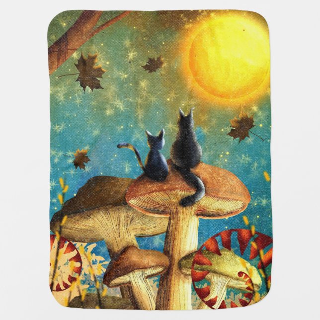 Mushroom Cats  Baby Blanket (Front)