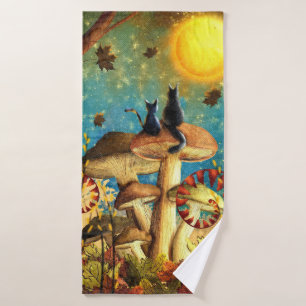 Mushroom Cats  Bath Towel Set