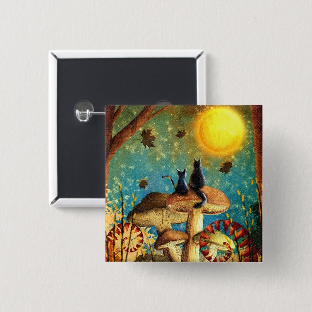 Mushroom Cats  Button (Front & Back)