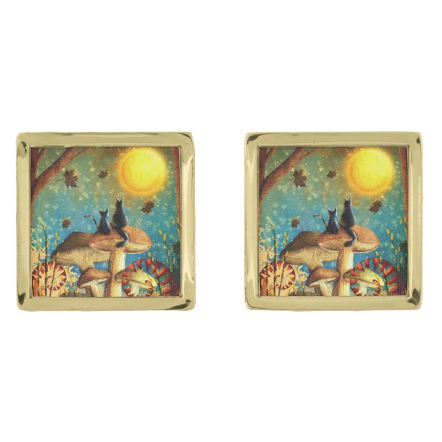 Mushroom Cats  Cufflinks (Front)