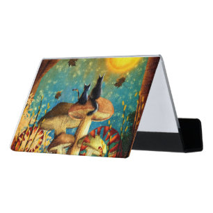 Mushroom Cats Desk Business Card Holder