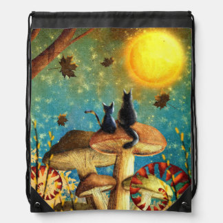 Mushroom Cats  Drawstring Bag