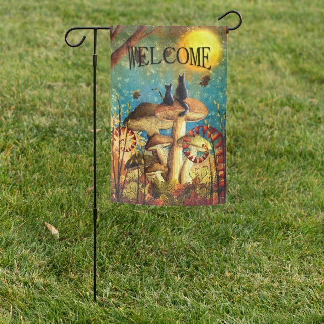 Mushroom Cats  Garden Flag (In SItu)