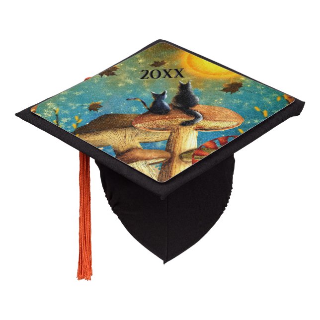Mushroom Cats  Graduation Cap Topper (Angled)