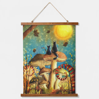 Mushroom Cats  Hanging Tapestry