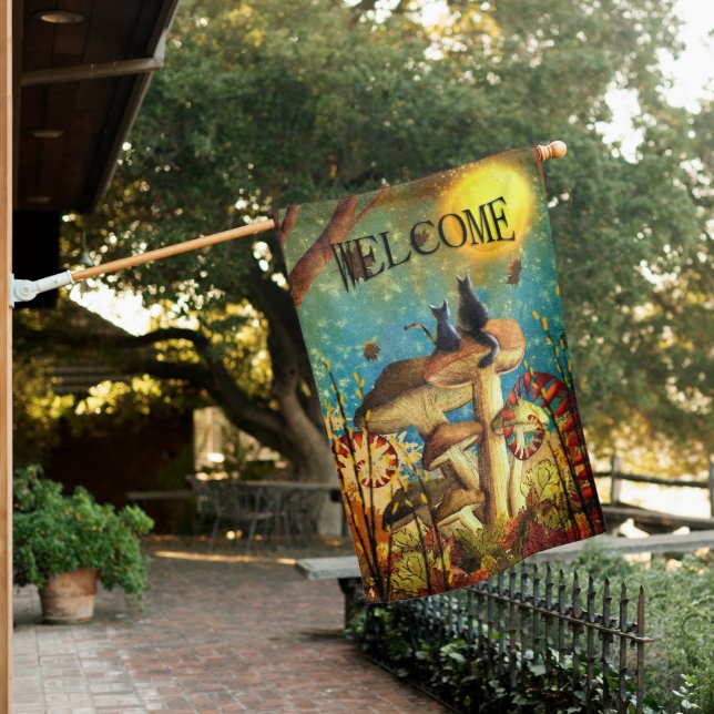Mushroom Cats  House Flag (In SItu)