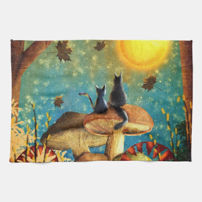 Mushroom Cats  Kitchen Towel (Horizontal)