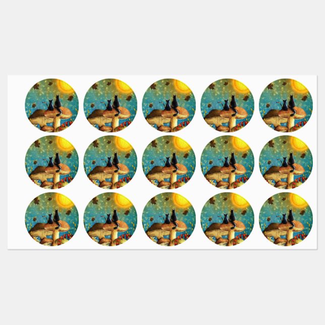 Mushroom Cats  Labels (Sheet)