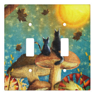 Mushroom Cats Light Switch Cover