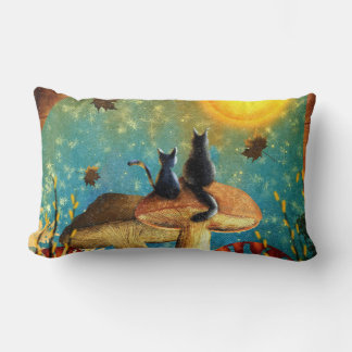 Mushroom Cats  Lumbar Pillow