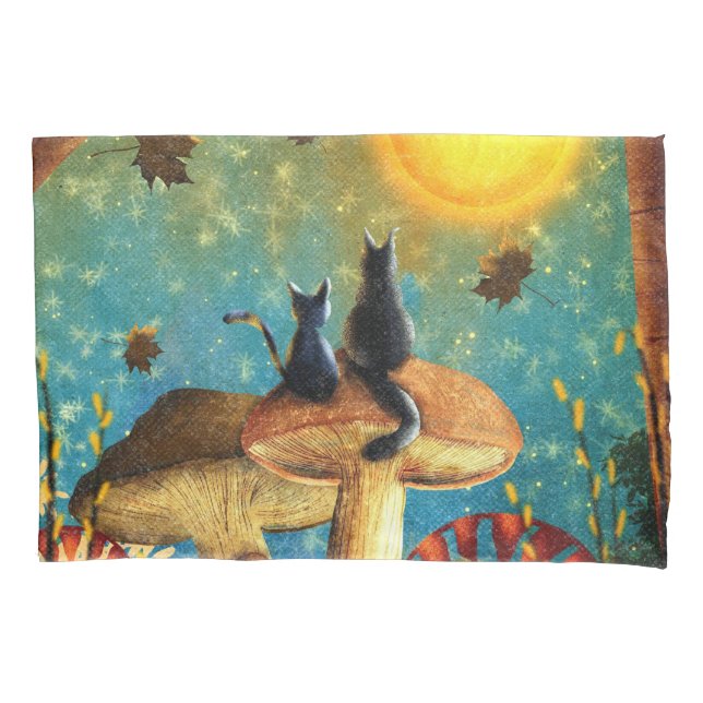 Mushroom Cats  Pillow Case (Front)