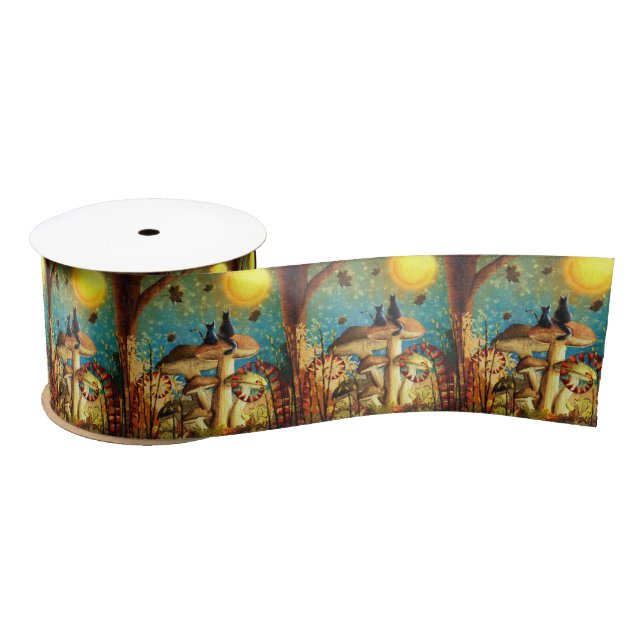 Mushroom Cats  Satin Ribbon (Spool)