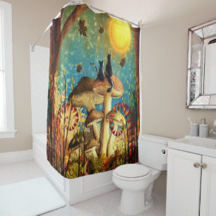Mushroom Cats  Shower Curtain