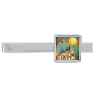 Mushroom Cats  Silver Finish Tie Bar