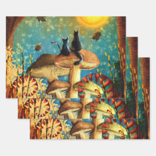 Mushroom Cats  Wrapping Paper Sheets