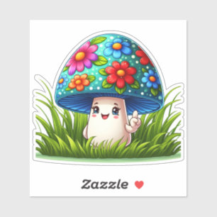 Mushroom Character With Colorful Stickers