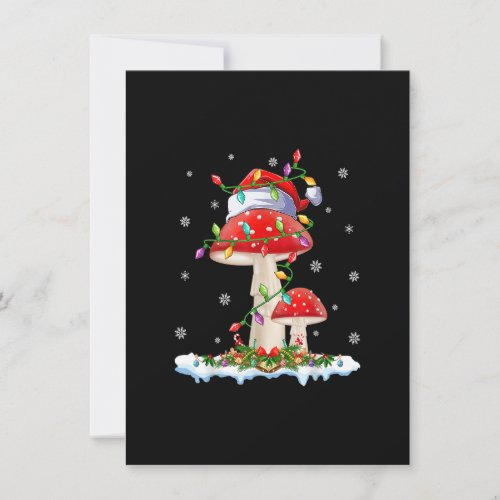 Mushroom Christmas Funny Santa Hat Lights Xmas Fam Invitation