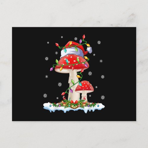 Mushroom Christmas Funny Santa Hat Lights Xmas Fam Postcard