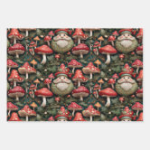 Rustic Woodland Watercolor Woodsy Mushroom Forest Burgundy Wrapping Paper -  Moodthology Papery