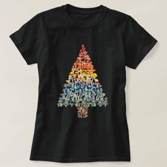 Mushroom Christmas Tree - Rainbow T-Shirt (Design Front)