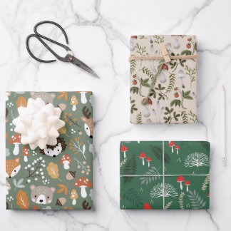 Mushroom Christmas wrapping paper fungi forest