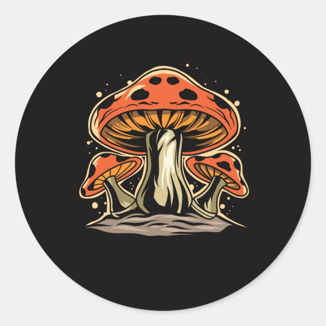 Mushroom Classic Round Sticker (Front)