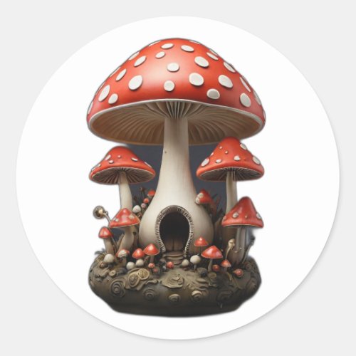 mushroom classic round sticker
