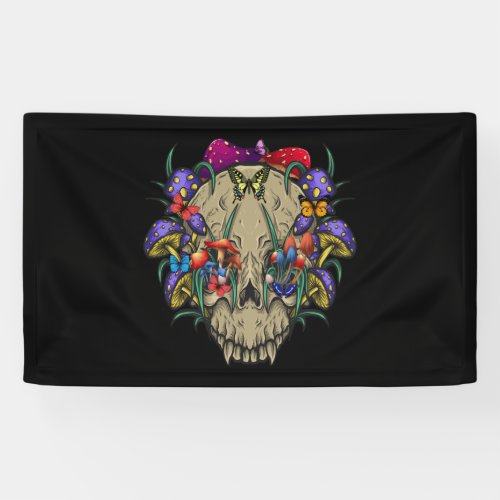 Mushroom Clothing Mushroom Collector Skull Graphic Banner