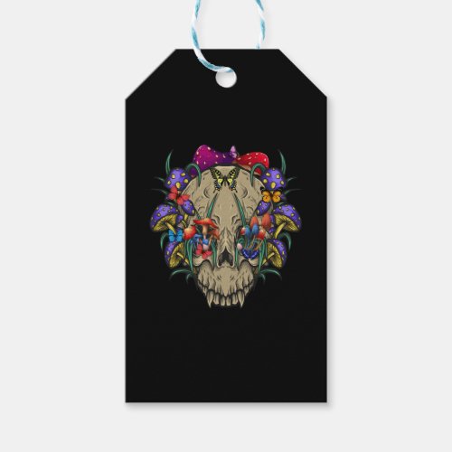 Mushroom Clothing Mushroom Collector Skull Graphic Gift Tags