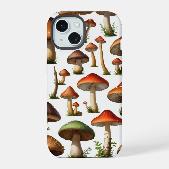 Mushroom Collection Pattern Design Iphone Case (Back)