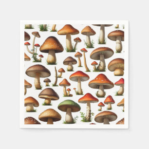 Mushroom Collection Pattern Design Napkins