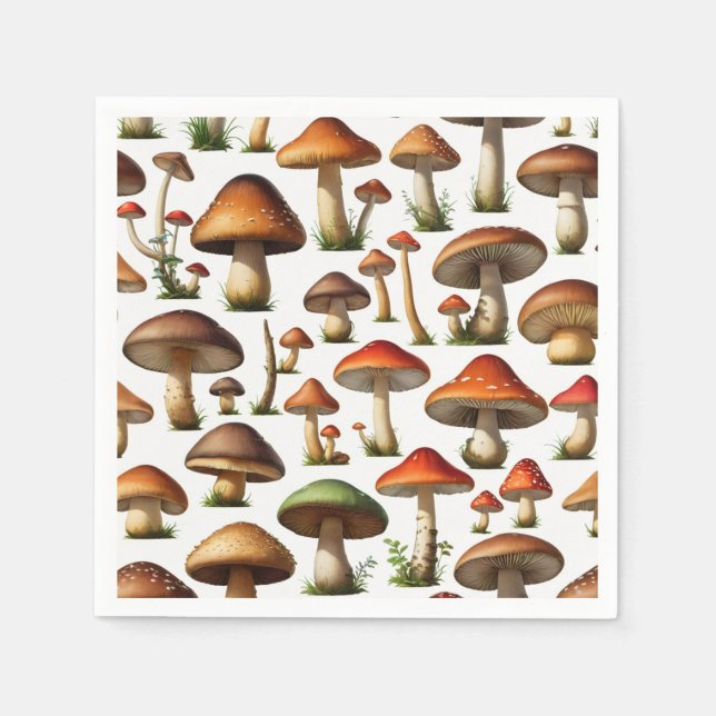 Mushroom Collection Pattern Design Napkins (Front)