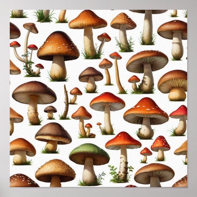 Mushroom Collection Pattern Design Poster (Front)