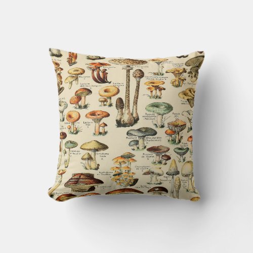 Mushroom Collection   Throw Pillow