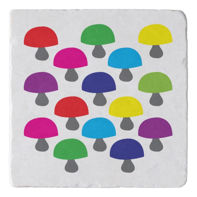 Mushroom Colorful Mushroom Pattern Trivet (Front)