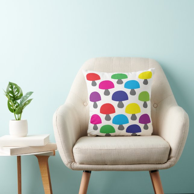 Mushroom Colorful Mushroom  Throw Pillow (Chair)