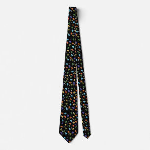 Mushroom Colorful Retro Pattern Neck Tie
