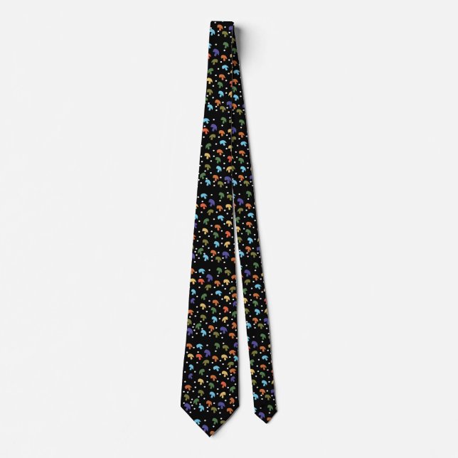 Mushroom Colorful Retro Pattern Neck Tie (Front)