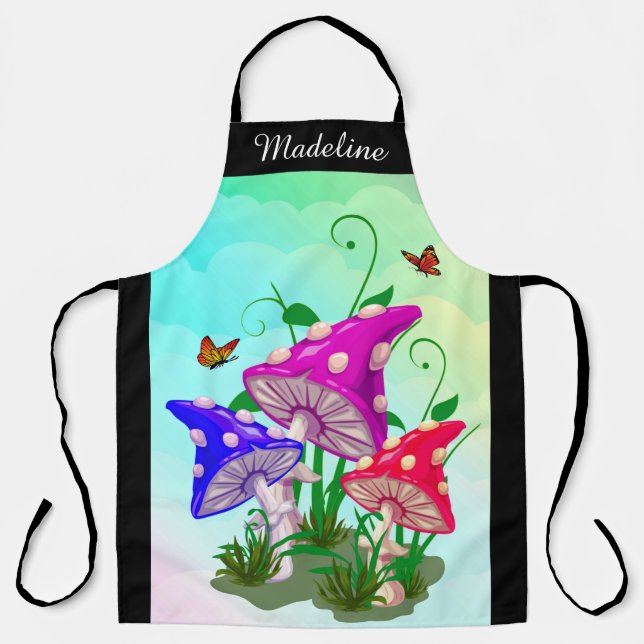 Mushroom | Colorful Trio Personalized Large Apron (Front)