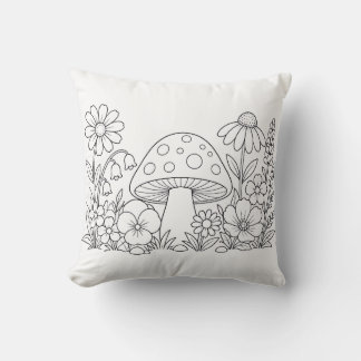 Mushroom Coloring Book Pillow | Cottagecore