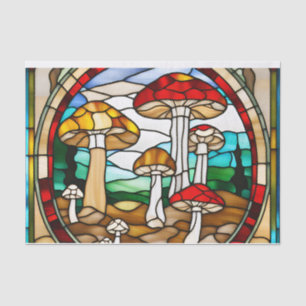 Mushroom Cottage Stained Glass Decoupage  Tissue Paper