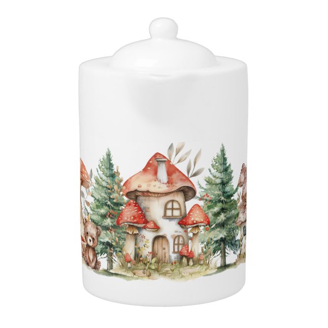 Mushroom Cottage Teapot (Front)