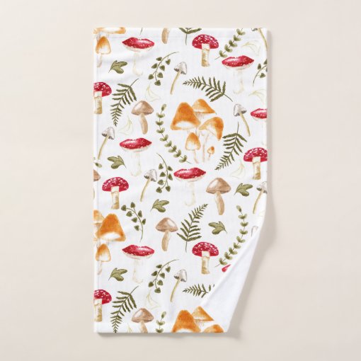 Mushroom | Cottagecore Aesthetic | Watercolor Bath Towel Set | Zazzle