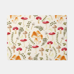 Mushroom Cottagecore Aesthetic Watercolor Doormat