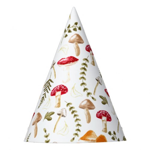 Mushroom  Cottagecore Aesthetic  Watercolor Party Hat