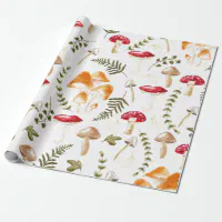 Mushroom, Cottagecore Aesthetic, Watercolor Wrapping Paper