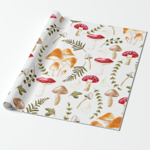 Mushroom Cottagecore Aesthetic Watercolor Wrapping Paper